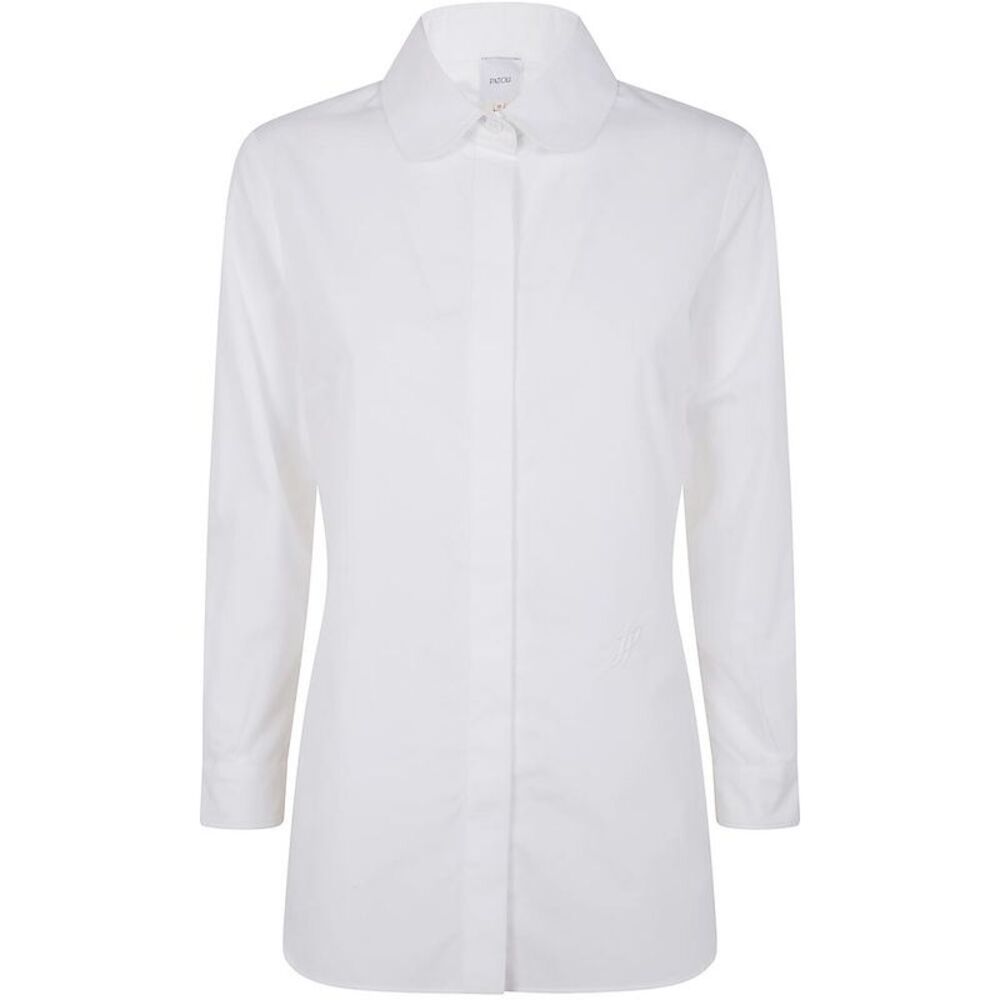 PATOU Cotton Button-Up Shirt with Monogram Detail Women WHITE Shirts